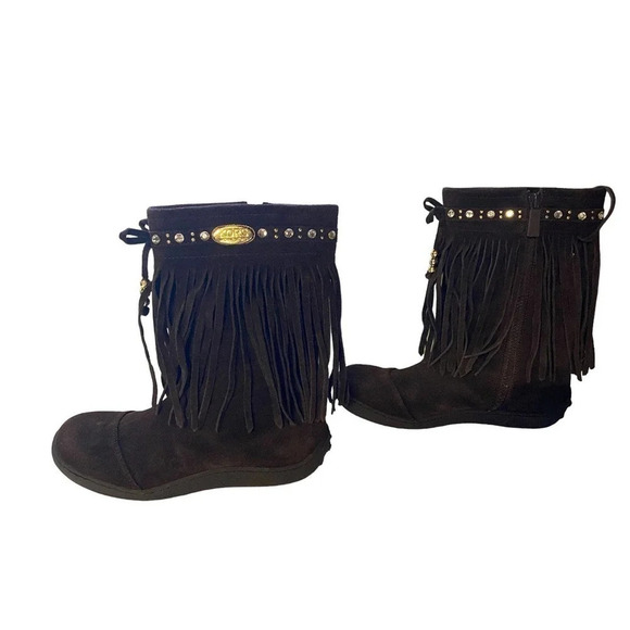 Girls Leather Michael Michael Kors Accents US 4 Brown Ankle Boots Side Boho Fall - Picture 12 of 12